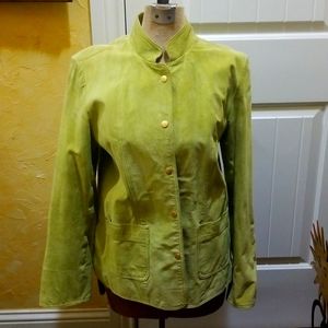 David Brooks green suede jacket